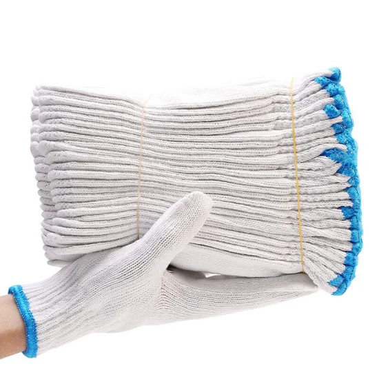 中国卸売 7/10 ゲージ白綿ニット手袋、安全作業手袋手袋
